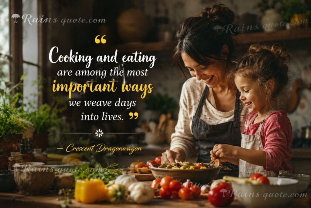 “Cooking and eating are among the most important ways we weave days into lives.”
