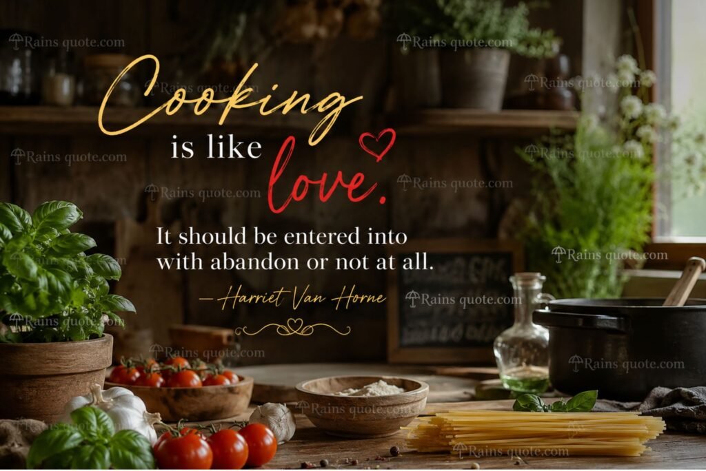 “Cooking is like love. It should be entered into with abandon or not at all.”