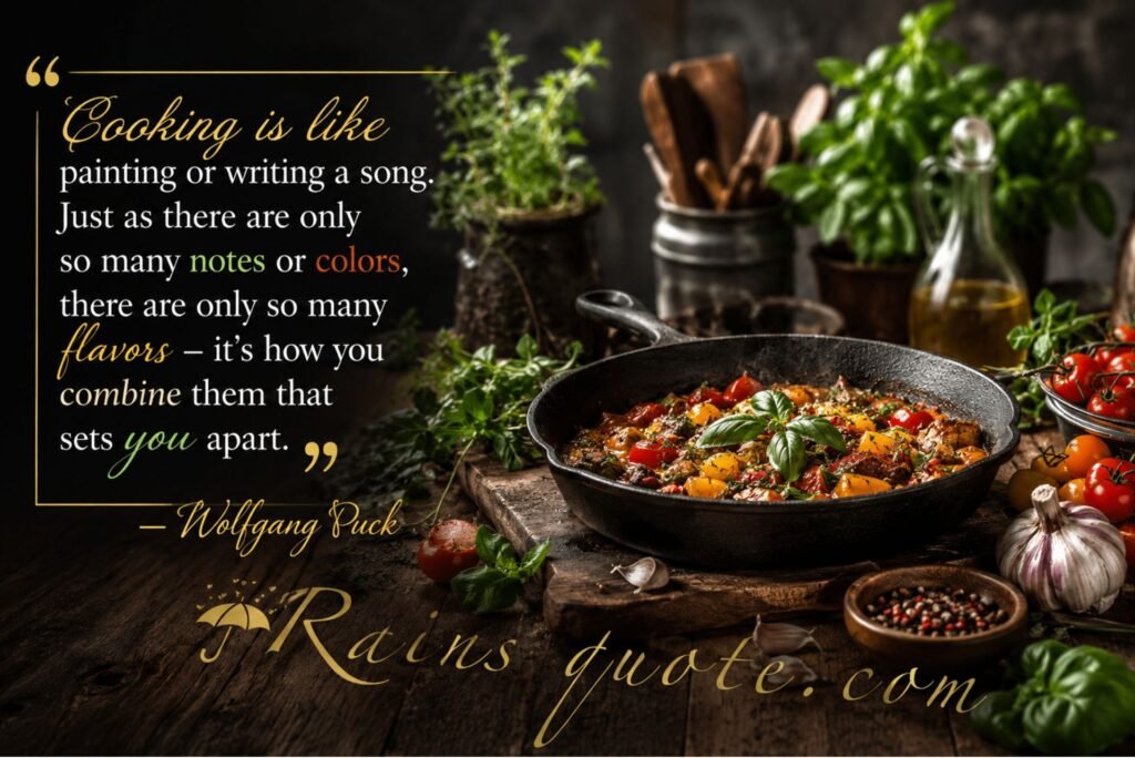 “Cooking is like painting or writing a song. Just as there are only so many notes or colors, there are only so many flavors - it's how you combine them that sets you apart.”