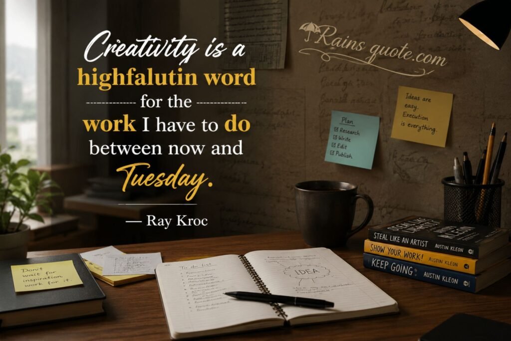 “Creativity is a highfalutin word for the work I have to do between now and Tuesday.”