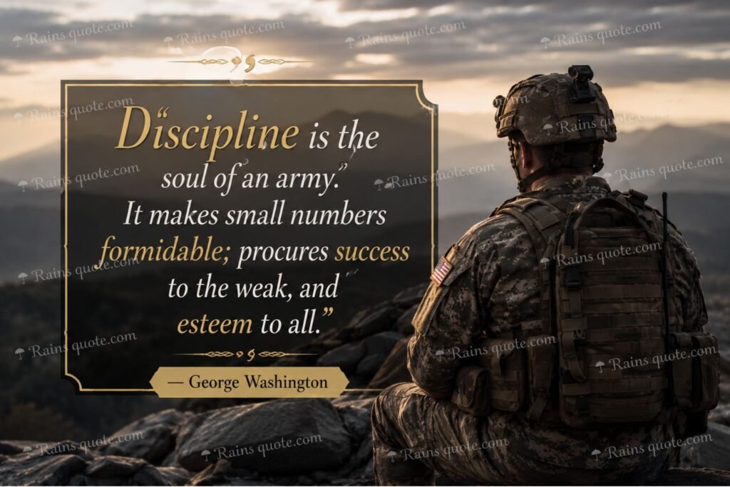 “Discipline is the soul of an army. It makes small numbers formidable; procures success to the weak, and esteem to all.”