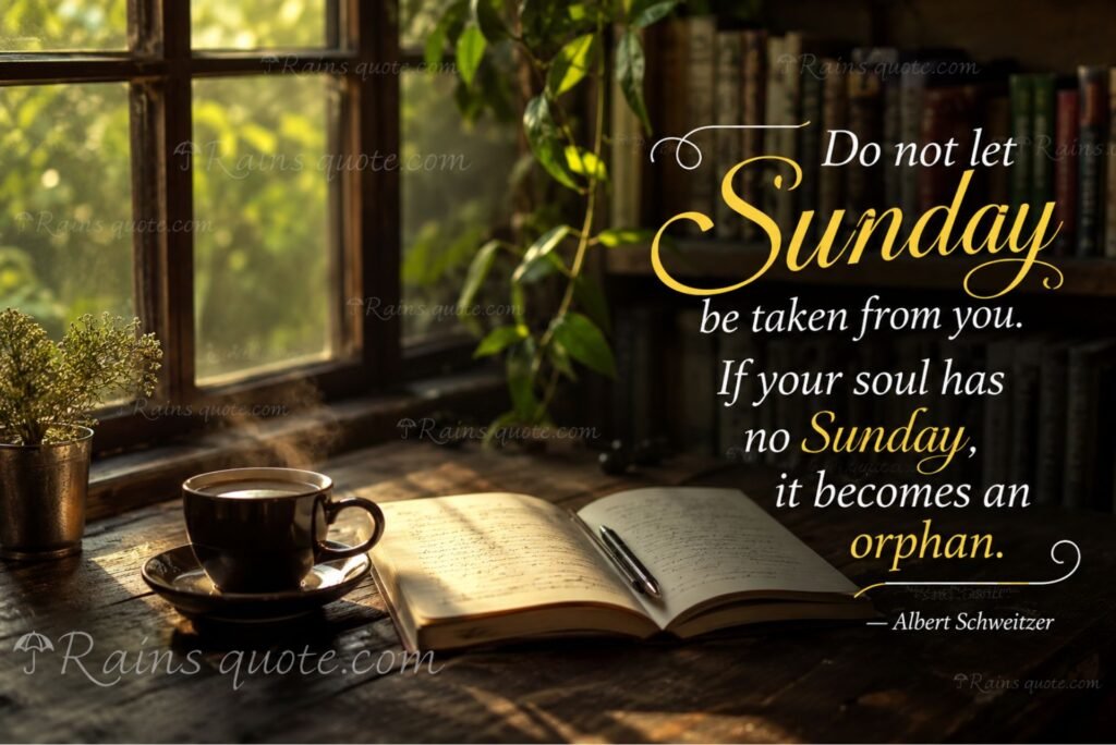 “Do not let Sunday be taken from you. If your soul has no Sunday, it becomes an orphan.”