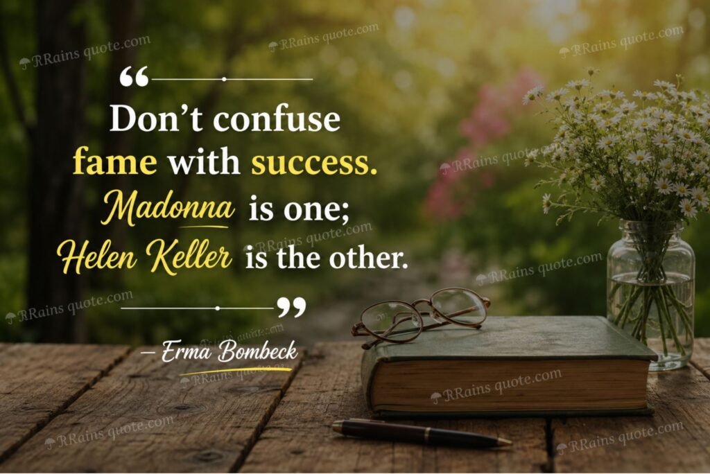 “Don't confuse fame with success. Madonna is one; Helen Keller is the other.”