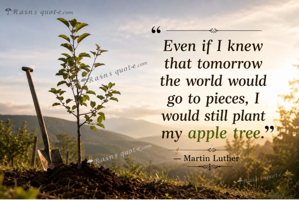 “Even if I knew that tomorrow the world would go to pieces, I would still plant my apple tree.”