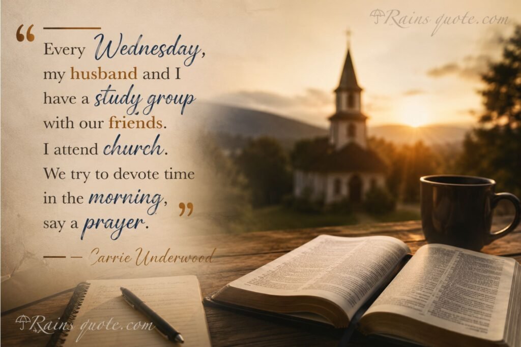“Every Wednesday, my husband and I have a study group with our friends. I attend church. We try to devote time in the morning, say a prayer.”