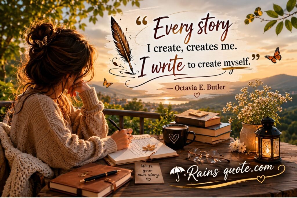 “Every story I create, creates me. I write to create myself.”