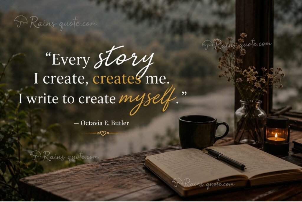 “Every story I create, creates me. I write to create myself.”