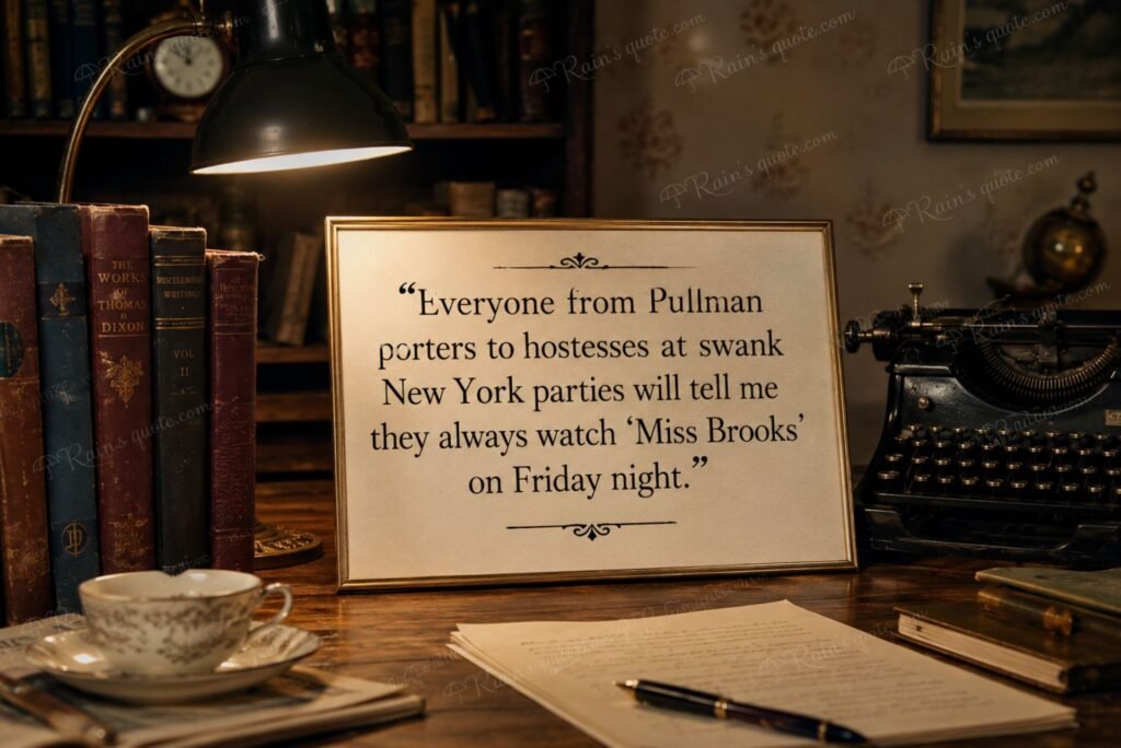 “Everyone from Pullman porters to hostesses at swank New York parties will tell me they always watch 'Miss Brooks' on Friday night.”