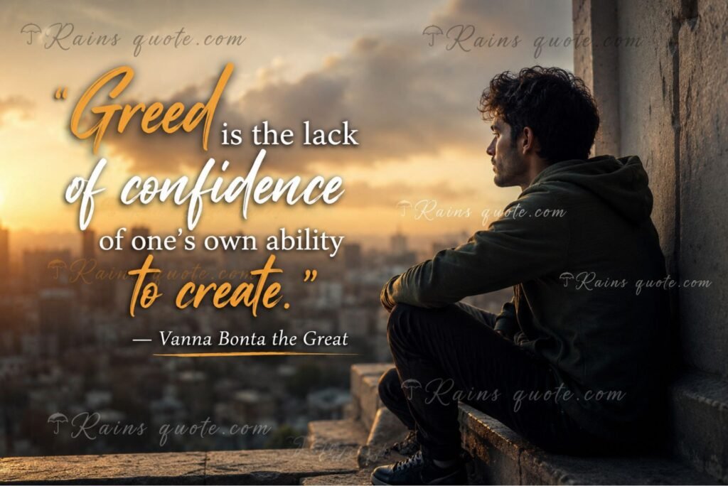 “Greed is the lack of confidence of one's own ability to create.”