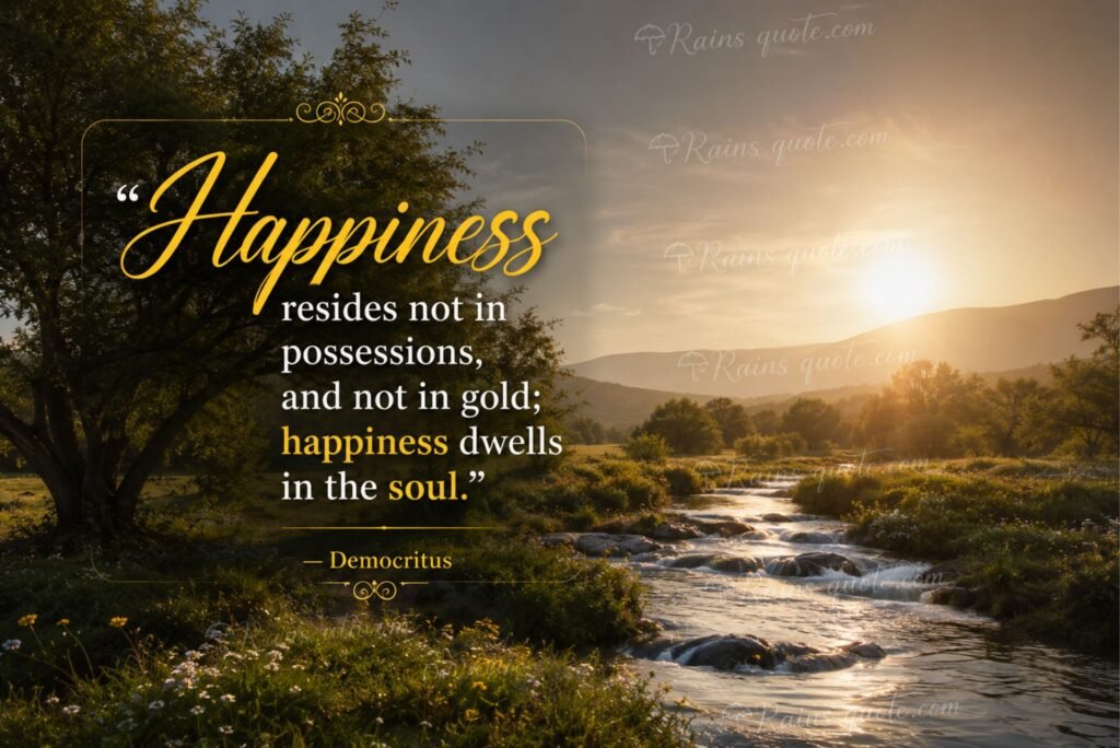 “Happiness resides not in possessions, and not in gold; happiness dwells in the soul.”