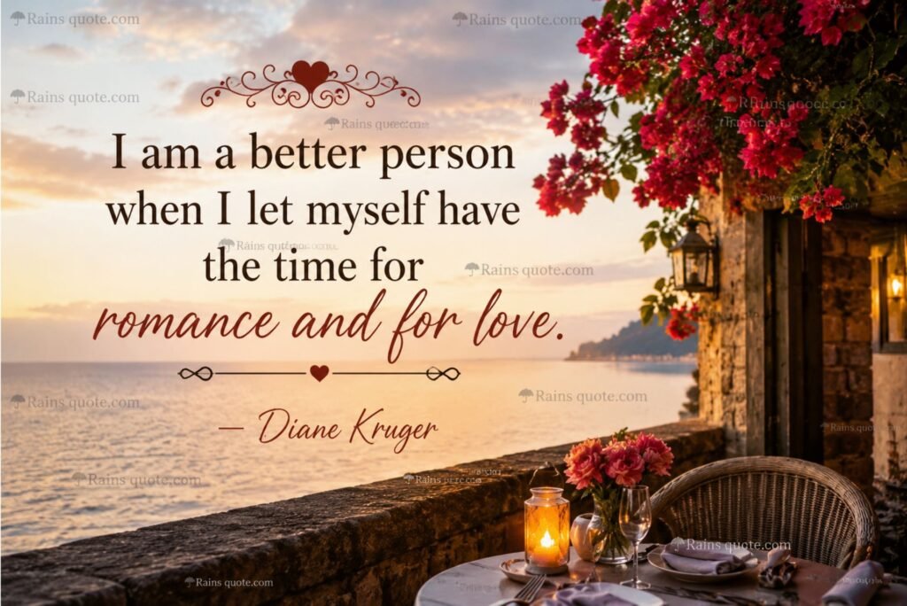“I am a better person when I let myself have the time for romance and for love.”