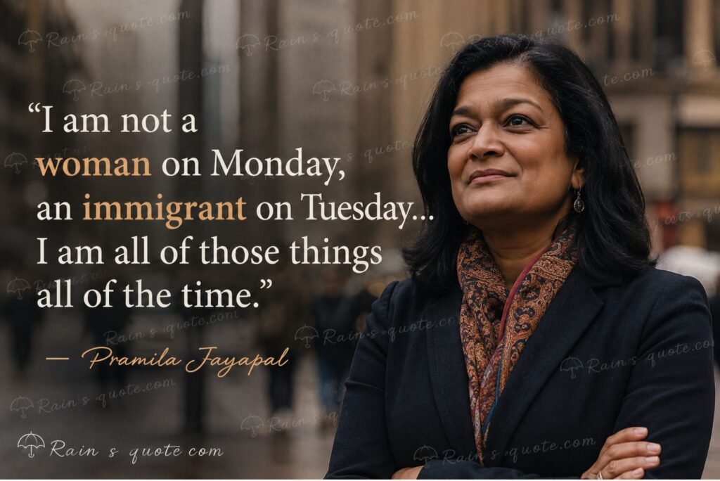 “I am not a woman on Monday, an immigrant on Tuesday… I am all of those things all of the time.”