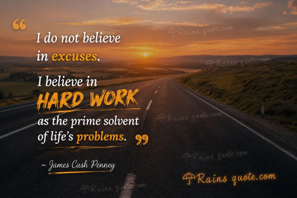 “I do not believe in excuses. I believe in hard work as the prime solvent of life's problems.”