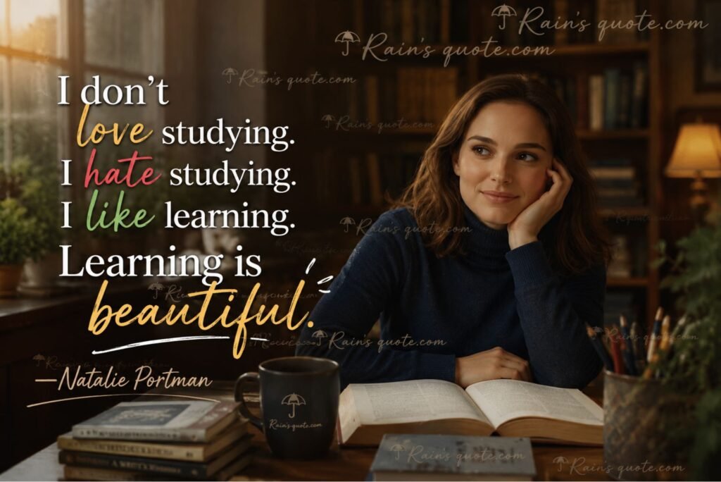 “I don't love studying. I hate studying. I like learning. Learning is beautiful.”