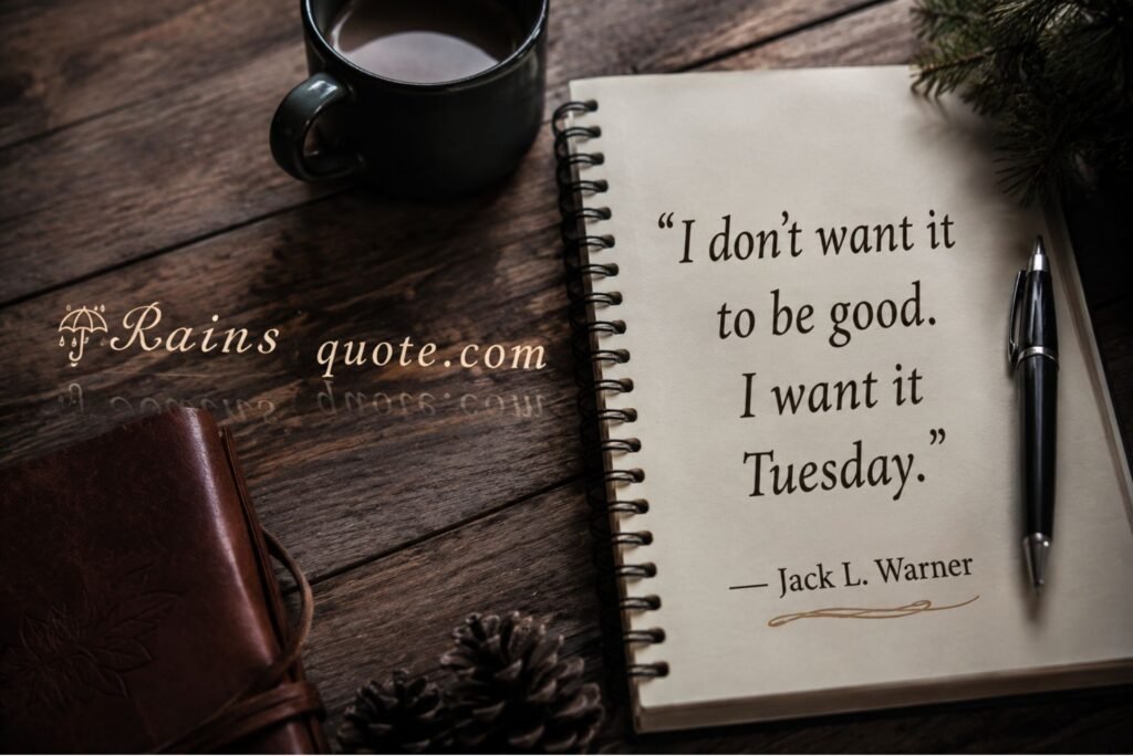 “I don’t want it to be good. I want it Tuesday.”