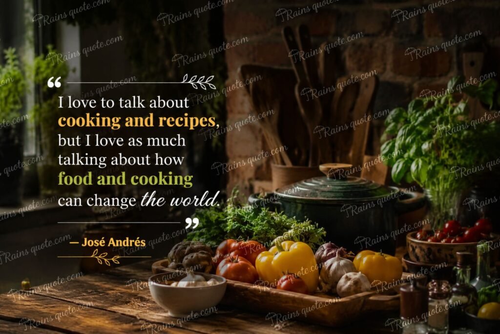 “I love to talk about cooking and recipes, but I love as much talking about how food and cooking can change the world.”