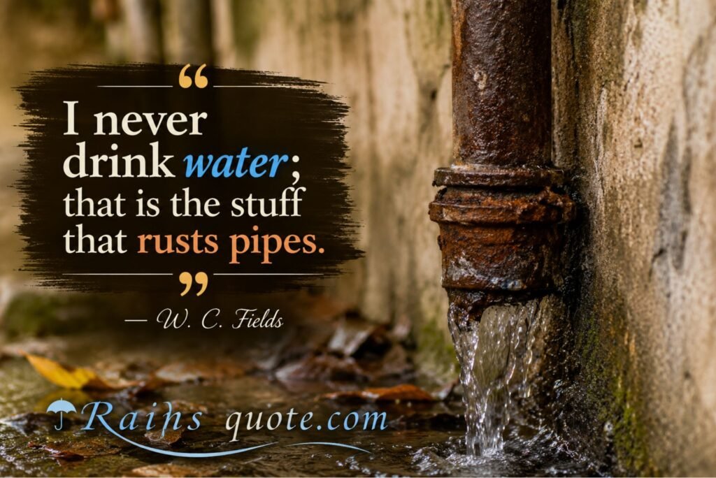 “I never drink water; that is the stuff that rusts pipes.”