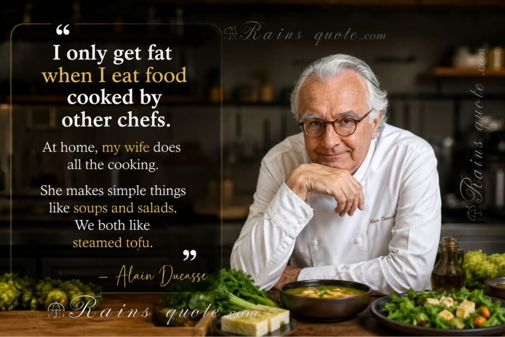 “I only get fat when I eat food cooked by other chefs. At home, my wife does all the cooking. She makes simple things like soups and salads. We both like steamed tofu.”