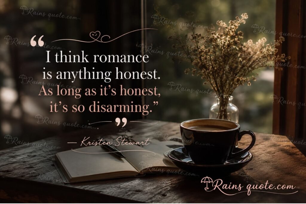 “I think romance is anything honest. As long as it's honest, it's so disarming.”