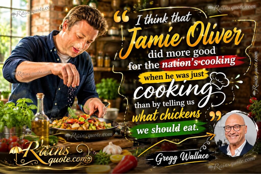 “I think that Jamie Oliver did more good for the nation's cooking when he was just cooking than by telling us what chickens we should eat.”