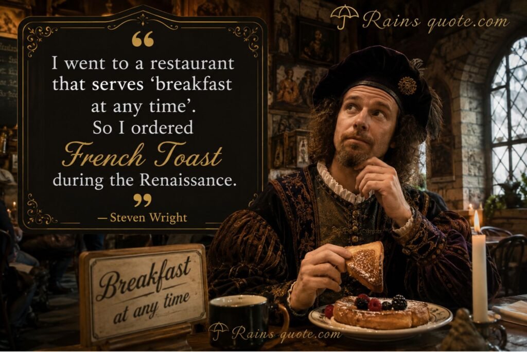 I went to a restaurant that serves ‘breakfast at any time’. So I ordered French Toast during the Renaissance.”