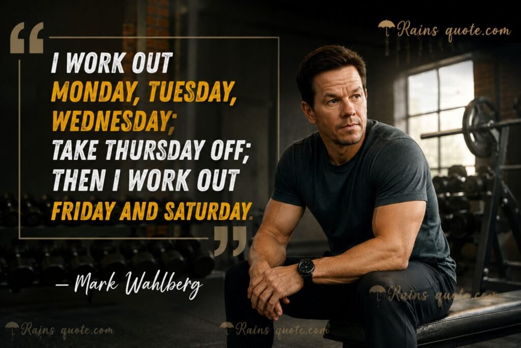 “I work out Monday, Tuesday, Wednesday; take Thursday off; then I work out Friday and Saturday.”