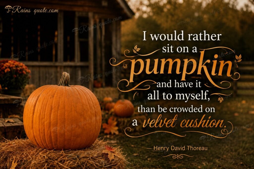 “I would rather sit on a pumpkin and have it all to myself, than be crowded on a velvet cushion.”