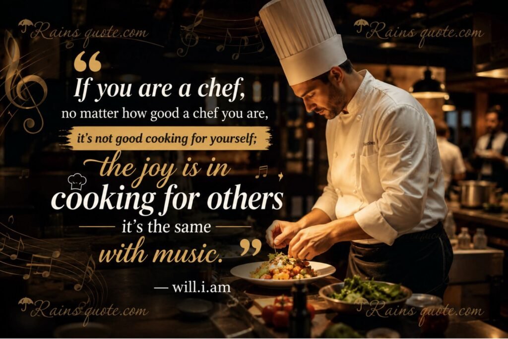 “If you are a chef, no matter how good a chef you are, it's not good cooking for yourself; the joy is in cooking for others - it's the same with music.”