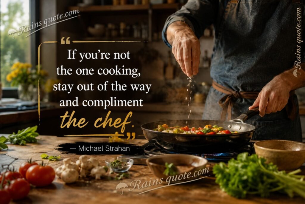 “If you're not the one cooking, stay out of the way and compliment the chef.”