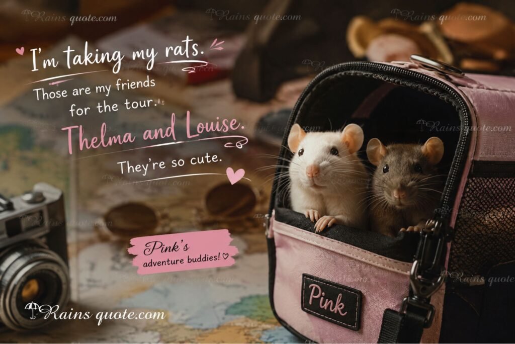 “I'm taking my rats. Those are my friends for the tour. Thelma and Louise. They're so cute.”