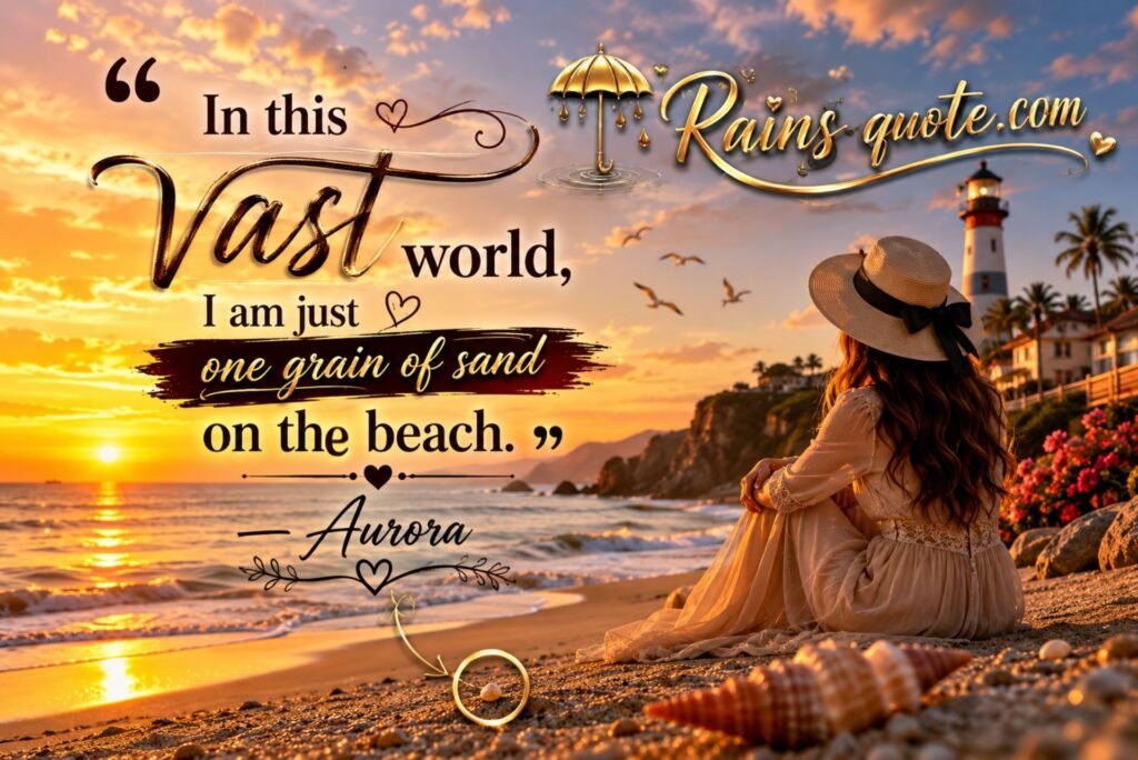 “In this vast world, I am just one grain of sand on the beach.”