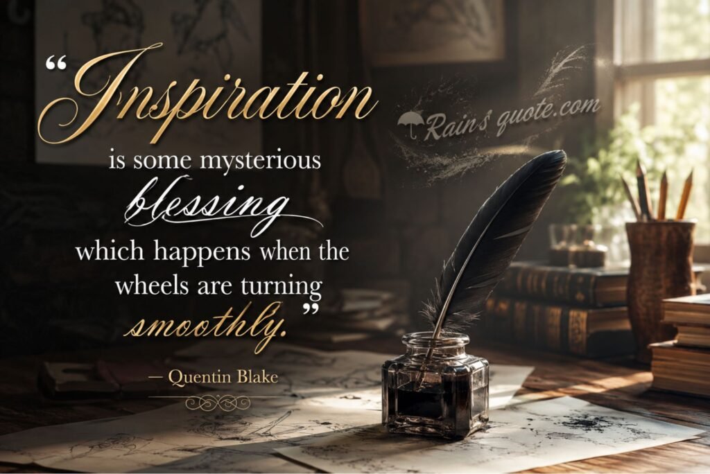 “Inspiration is some mysterious blessing which happens when the wheels are turning smoothly.”