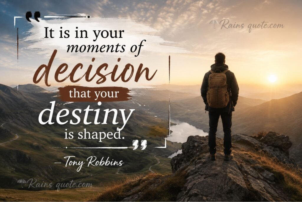 “It is in your moments of decision that your destiny is shaped.”