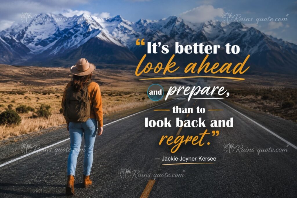 “It's better to look ahead and prepare, than to look back and regret.”
