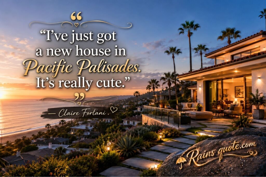 “I've just got a new house in Pacific Palisades. It's really cute.”