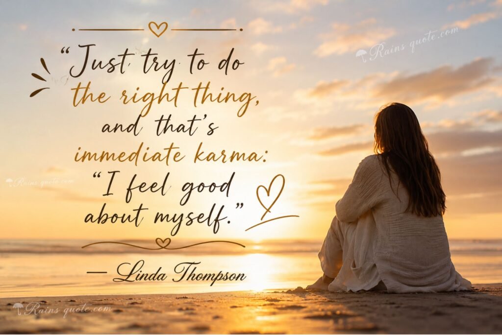 “Just try to do the right thing, and that's immediate karma: 'I feel good about myself.'”