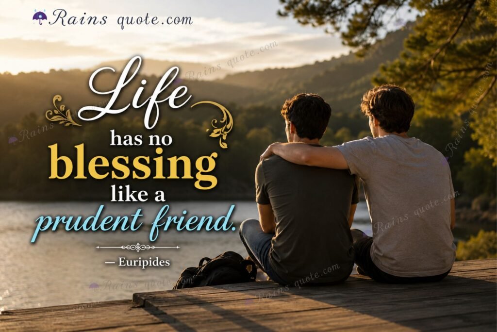 “Life has no blessing like a prudent friend.”