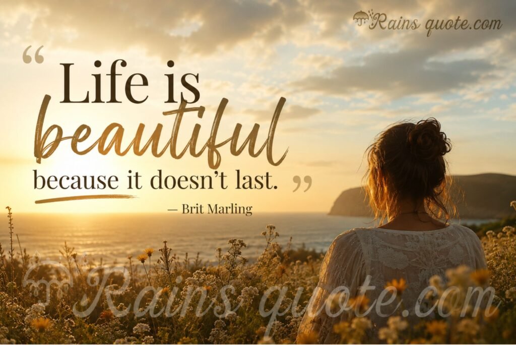 “Life is beautiful because it doesn't last.” 