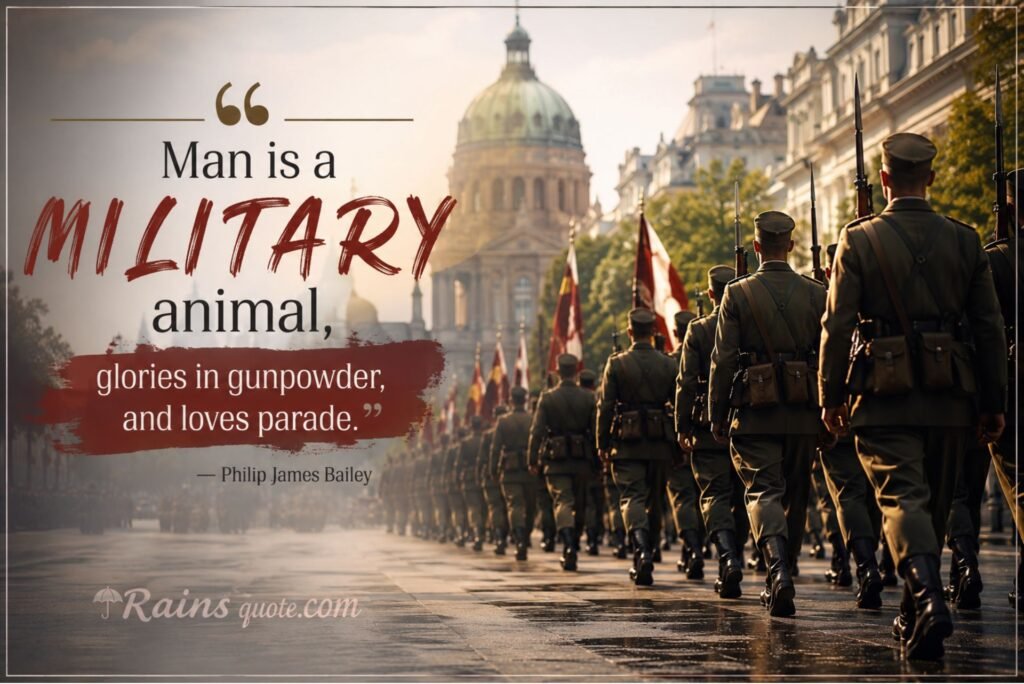 “Man is a military animal, glories in gunpowder, and loves parade.”