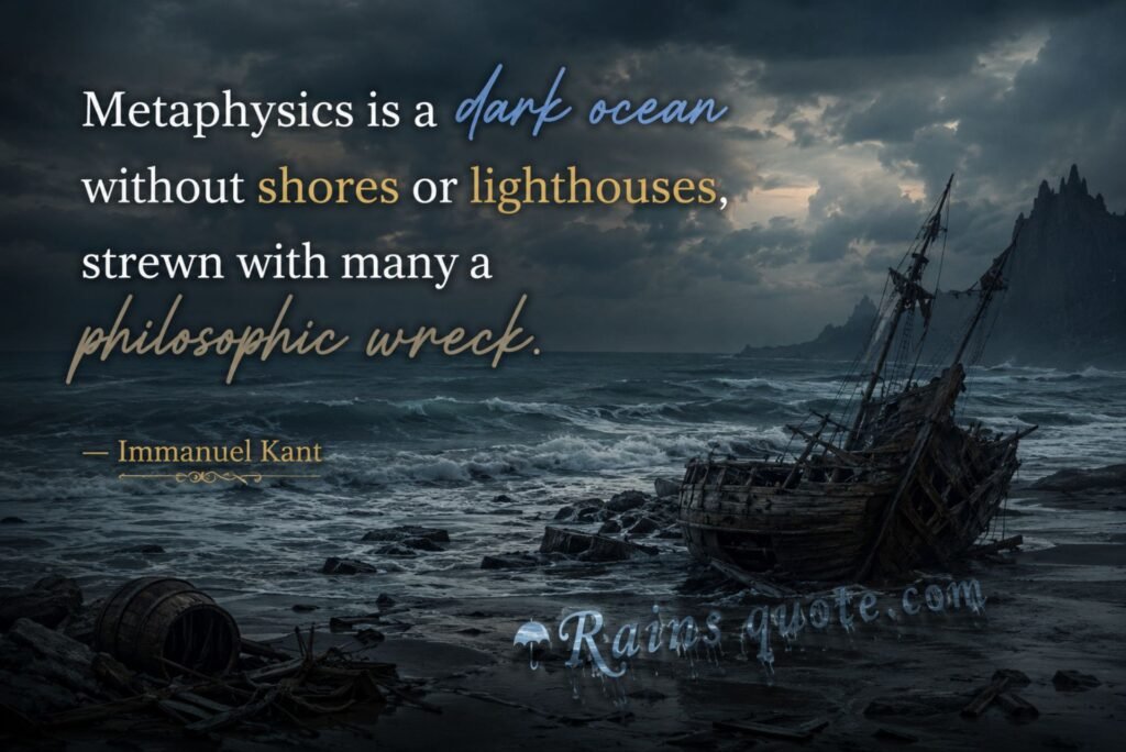 “Metaphysics is a dark ocean without shores or lighthouses, strewn with many a philosophic wreck.”