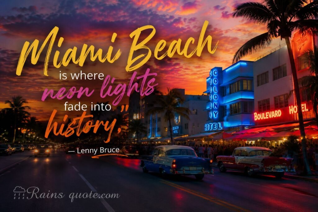 “Miami Beach is where neon lights fade into history.”