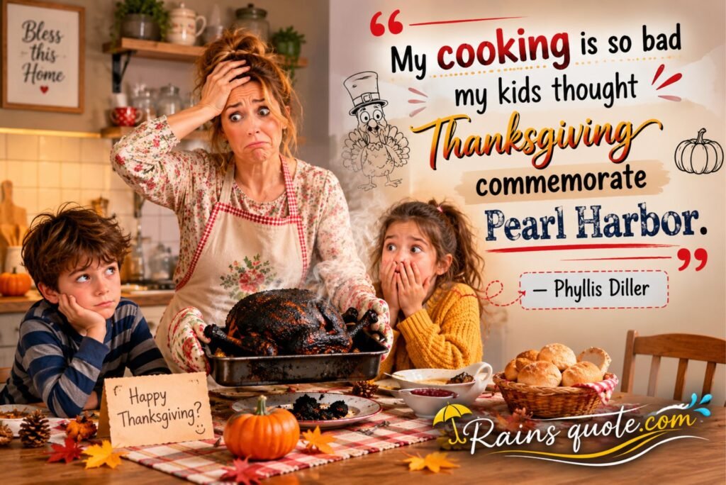 “My cooking is so bad my kids thought Thanksgiving was to commemorate Pearl Harbor.”