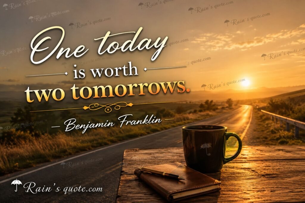 “One today is worth two tomorrows.”