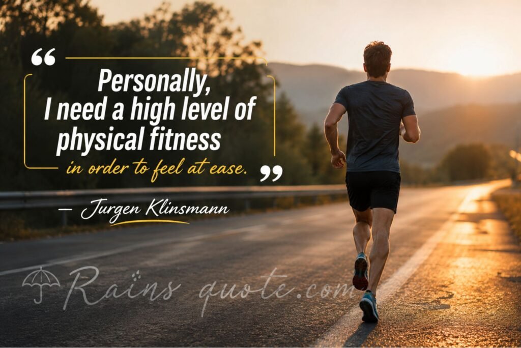 “Personally, I need a high level of physical fitness in order to feel at ease.”