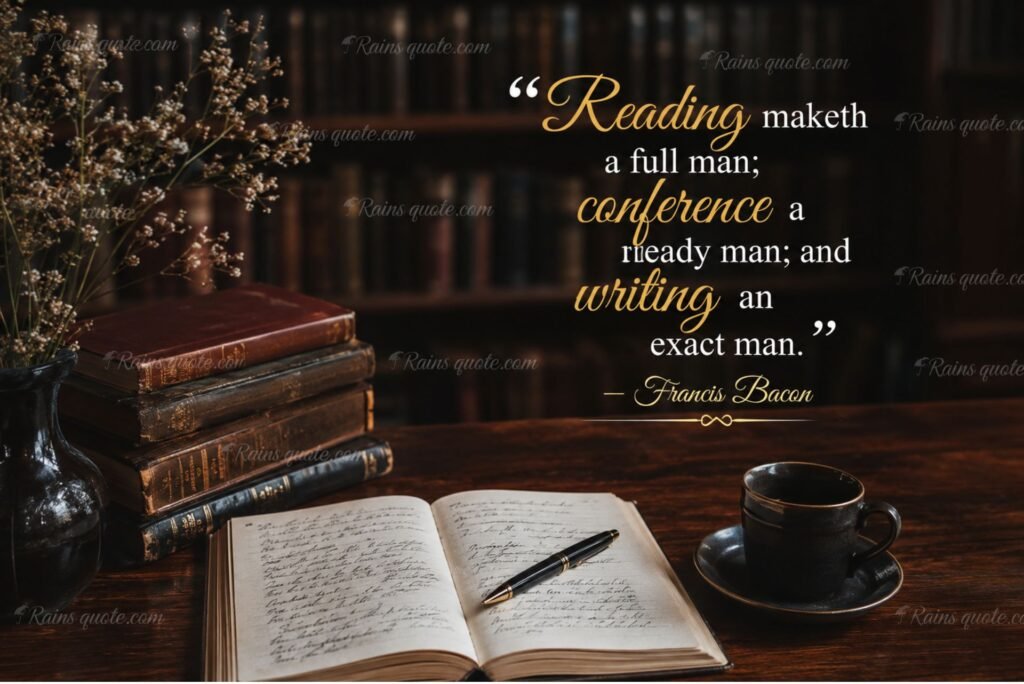 “Reading maketh a full man; conference a ready man; and writing an exact man.”