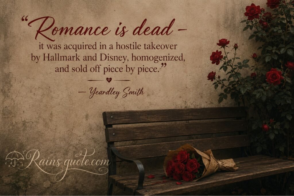 “Romance is dead - it was acquired in a hostile takeover by Hallmark and Disney, homogenized, and sold off piece by piece.”