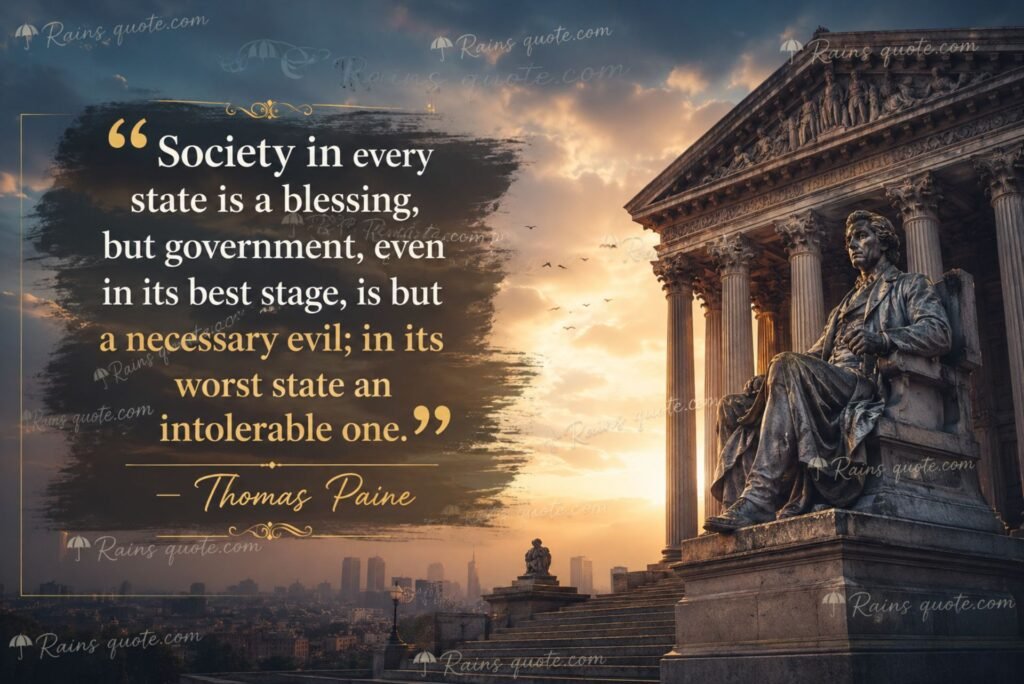 “Society in every state is a blessing, but government, even in its best stage, is but a necessary evil; in its worst state an intolerable one.”