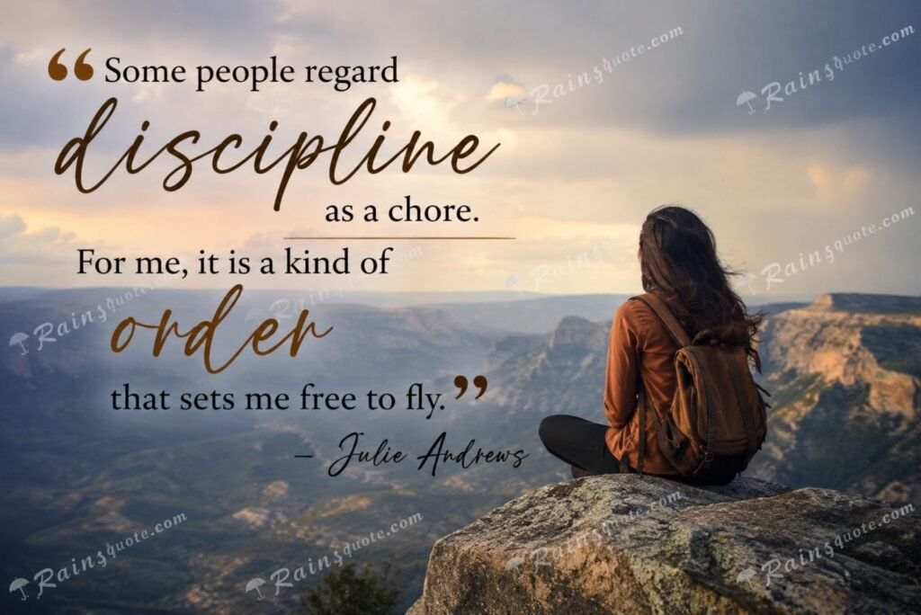 “Some people regard discipline as a chore. For me, it is a kind of order that sets me free to fly.”