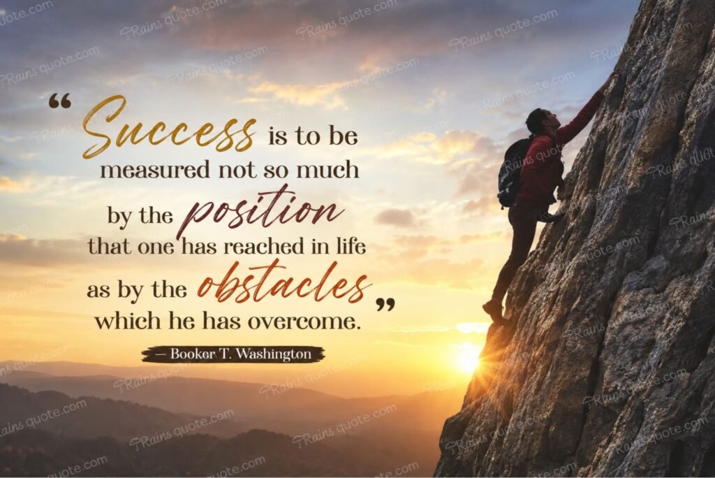 “Success is to be measured not so much by the position that one has reached in life as by the obstacles which he has overcome.”