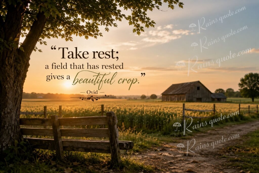  “Take rest; a field that has rested gives a beautiful crop.” 